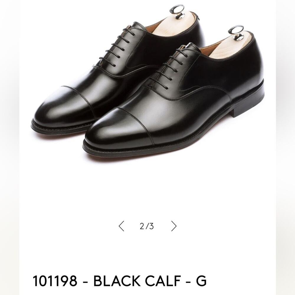 MEERMIN 101198 - BLACK CALF - G Cap Toe Black Oxford Shoes Size UK 9.5 US 10.5